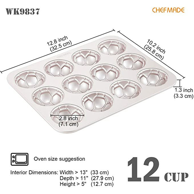 CHEFMADE 12 Cup Non-Stick Soccer Cake Pan (WK9837)