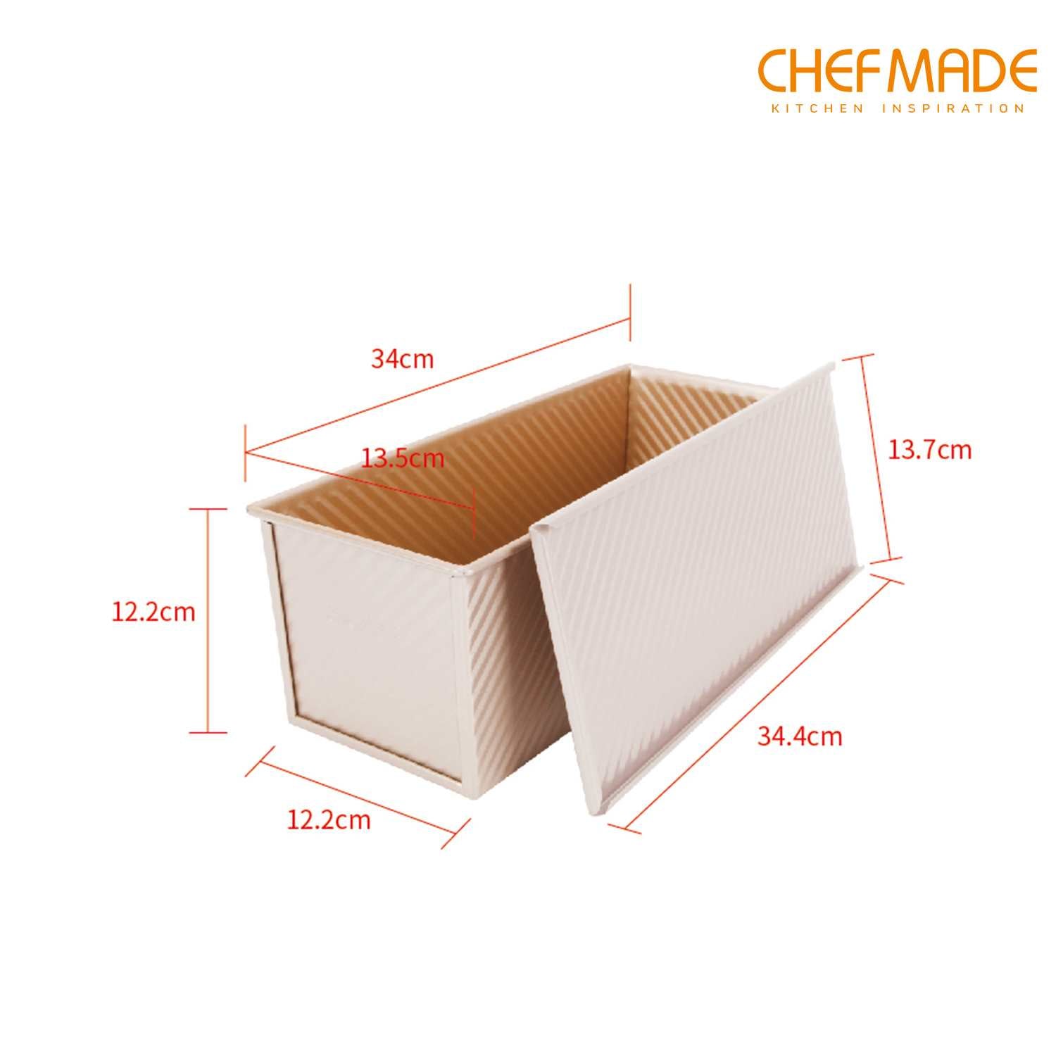 CHEFMADE 1000g Non-Stick Corrugated Loaf Pan with Cover (CM6005)