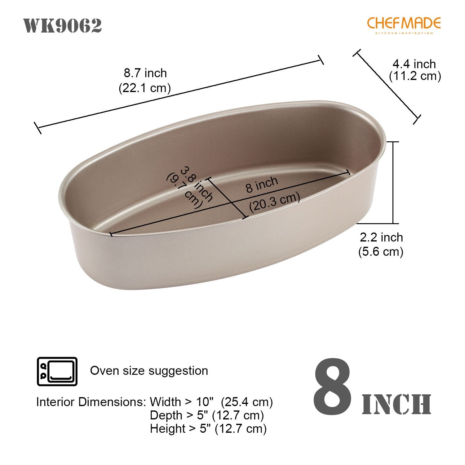 CHEFMADE Non-Stick Oval Cheese Cake Pan (WK9062)
