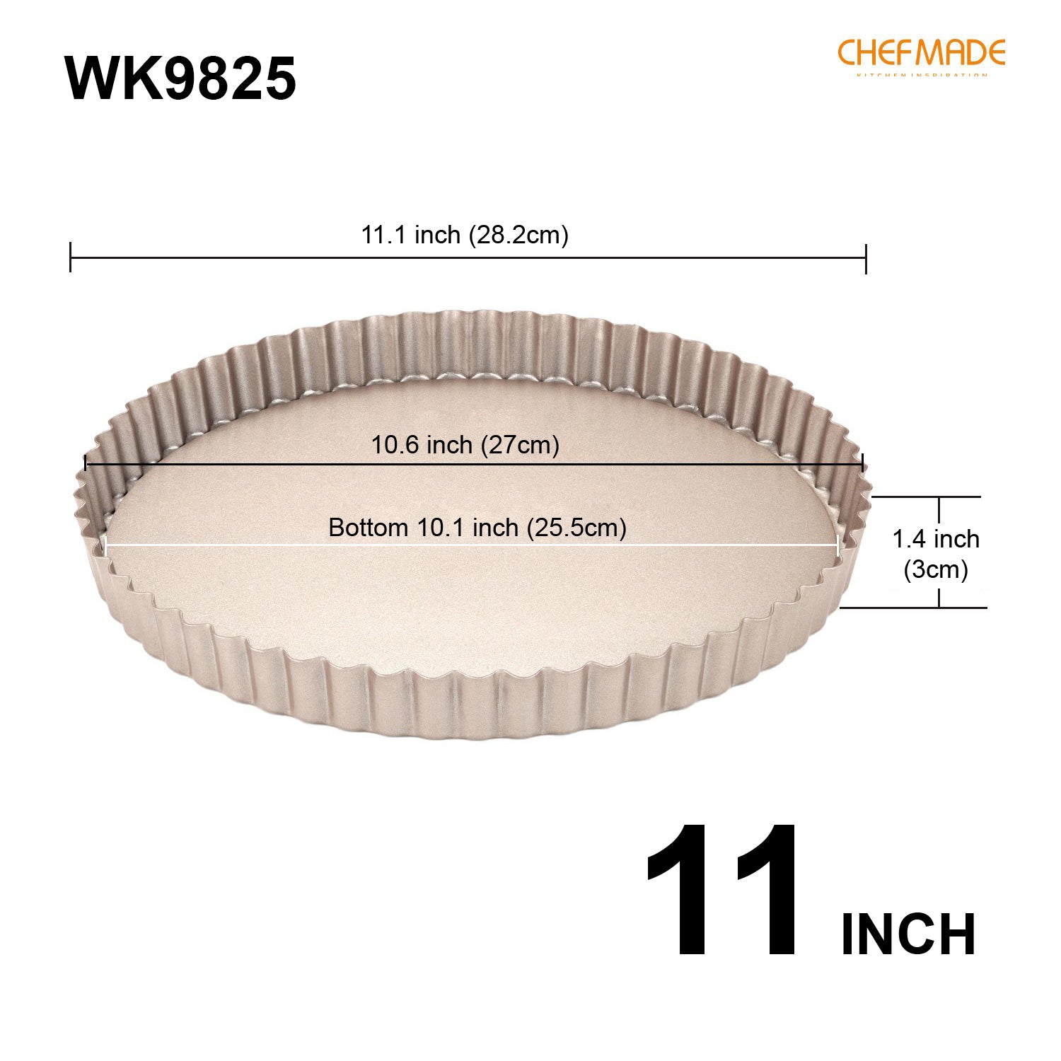 CHEFMADE 11" Non-Stick Round Tart Pan with Loose Bottom (WK9825)