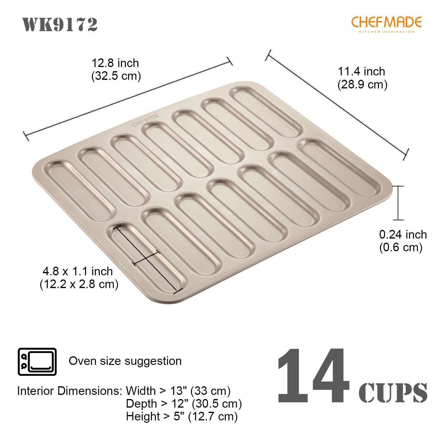 CHEFMADE 12.5" Non-Stick Lightning Eclair Mould (WK9172)
