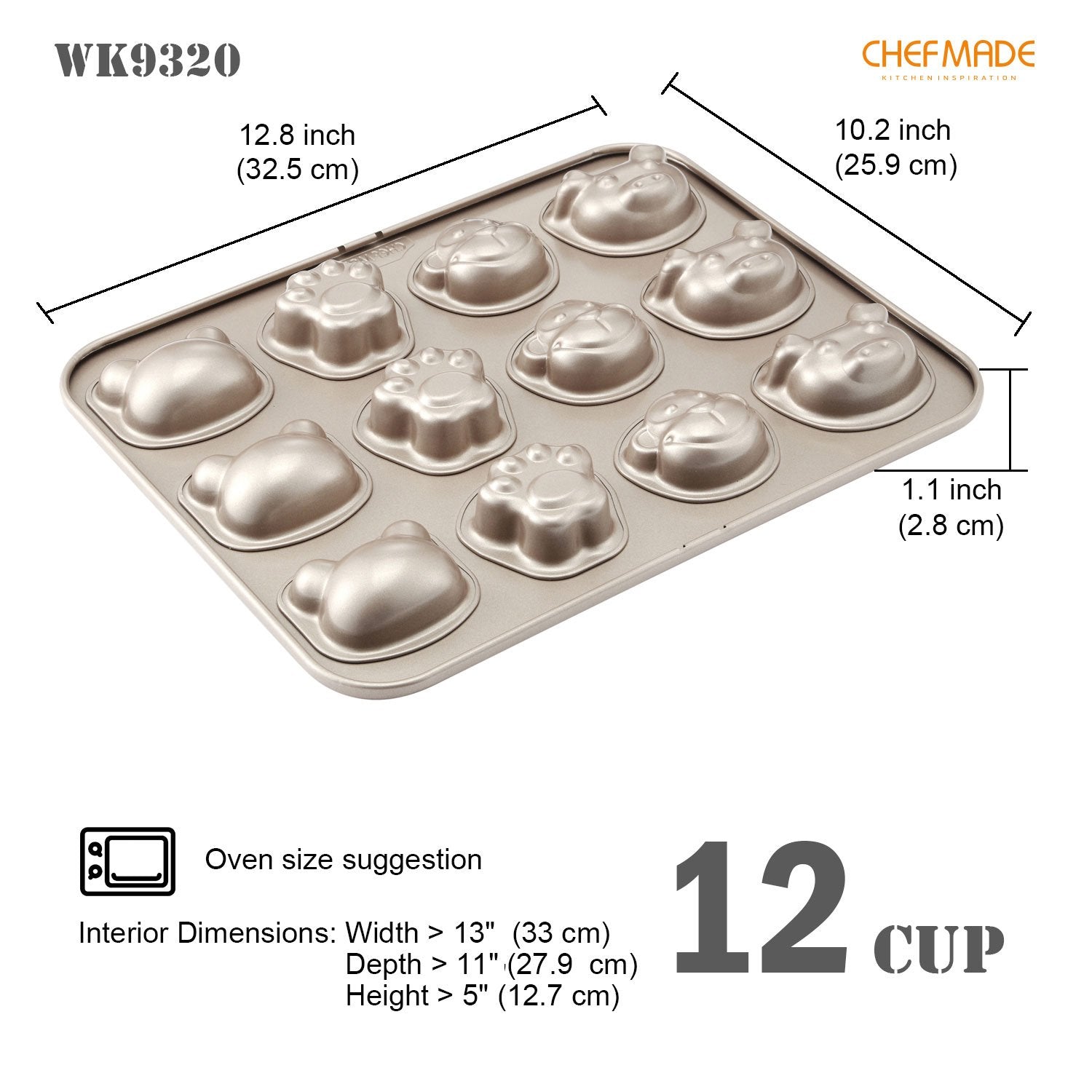 CHEFMADE 12 Cup Non-Stick Four Shapes Cake Pan (Animal) (WK9320)