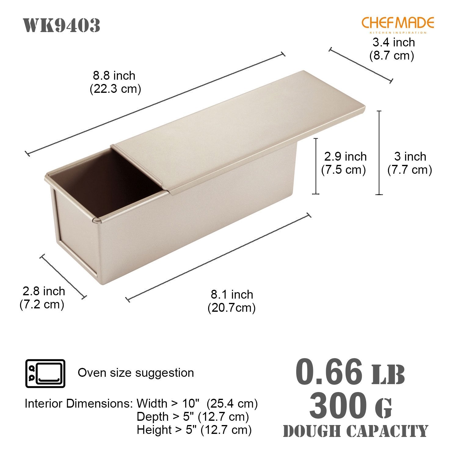 CHEFMADE 300g Non-Stick Loaf Pan with Cover (WK9403)