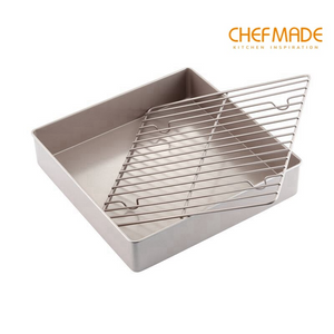 CHEFMADE 11" Non-Stick Deep Square Cake Pan with Rack (WK9811)