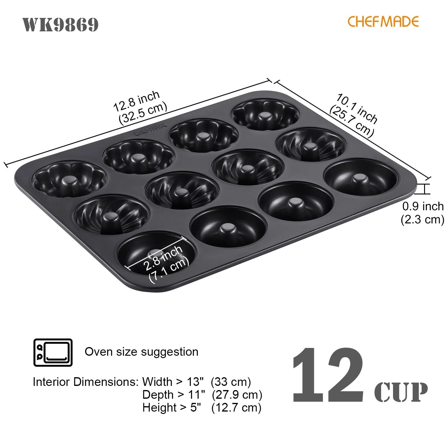 CHEFMADE 12 Cup Non-Stick Donut Pan (WK9869)